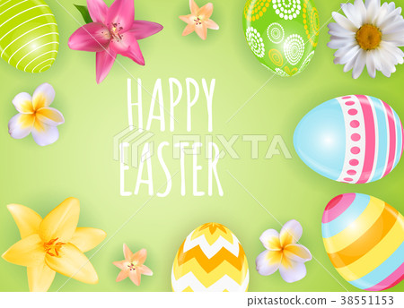 Happy Easter Cute Background with Eggs. Vector 38551153
