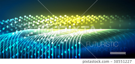 Neon glowing techno lines 38551227