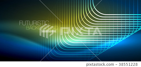 Neon glowing techno lines 38551228