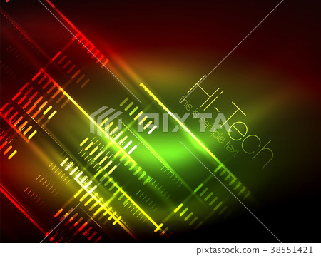 Futuristic neon lights on dark background, digital 38551421