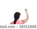 Rear view of corporate woman writing on copy space 38552888