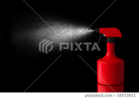 Spraying liquid isolated red color Spraying liquid isolated red color 38553631