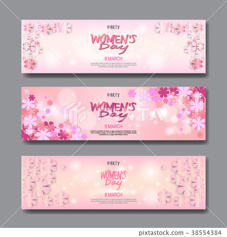 8 March Party Invitations Set Happy Womens Day 38554384
