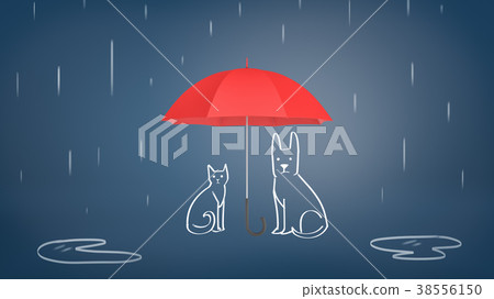 3d rendering of a open red umbrella covering chalk 3d rendering of a open red umbrella covering chalk 38556150