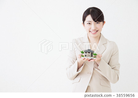 Business woman businessman white background 38559656