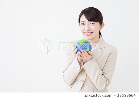 Business woman businessman white background 38559664