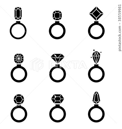 Jewelry icons set. Wedding rings vector icon. 38559981