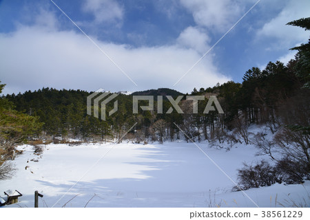 Maru Pond snow landscape (Itsuu Tsurugi-cho, Mima-gun, Tokushima Prefecture) 38561229