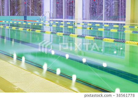 Lap pool with marked lanes. Empty swimming pool Lap pool with marked lanes. Empty swimming pool 38561778
