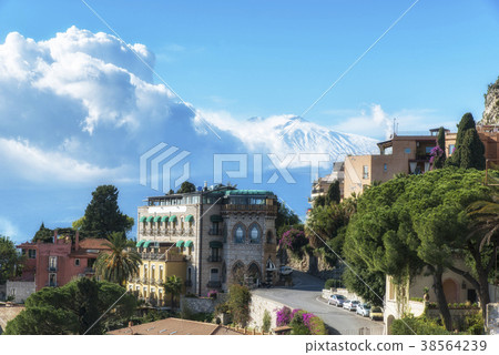 Taormina city with the volcano Etna 38564239