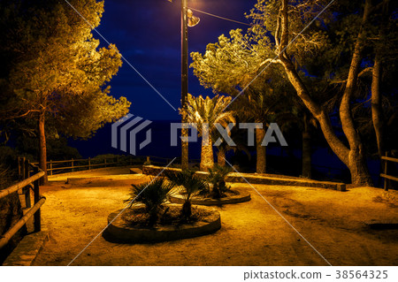 Night In Abandoned Park Square By The Sea Night In Abandoned Park Square By The Sea 38564325