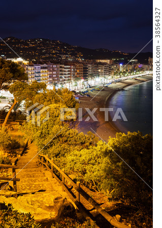 Town of Lloret de Mar at Night Town of Lloret de Mar at Night 38564327