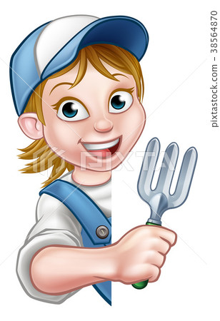 Cartoon Gardener or Farmer Woman 38564870