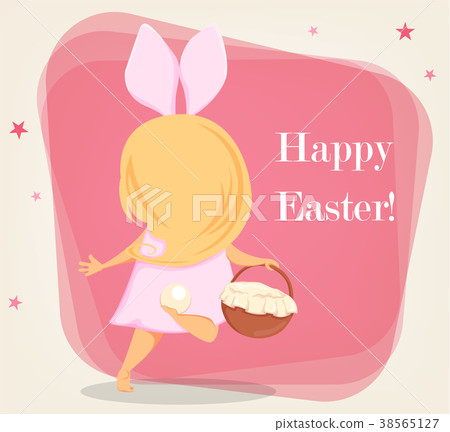 Happy Easter. Cute girl in a costume of rabbit 38565127
