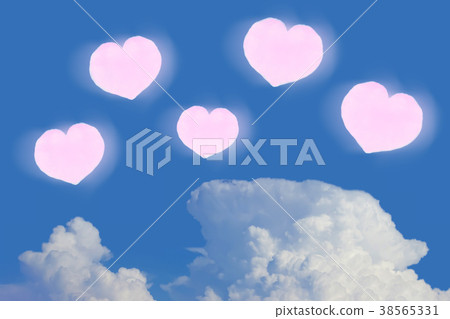 Pink hearts icons in the air 38565331