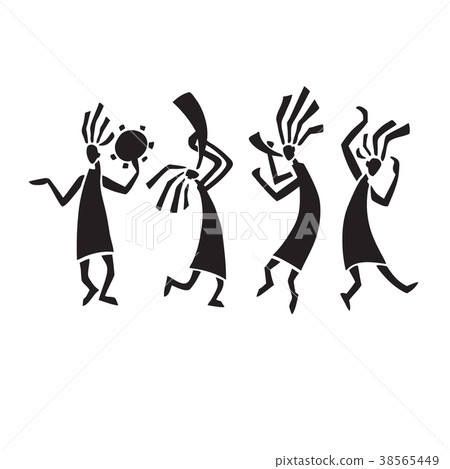 Silhouette of musicians and dancers Silhouette of musicians and dancers 38565449