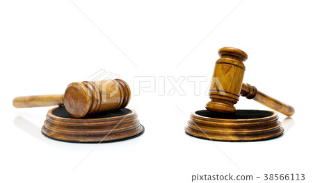 wooden gavel closeup on a white background 38566113