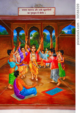 Painting, Pralhad Maharaj in gurukul with friends Painting, Pralhad Maharaj in gurukul with friends 38566309