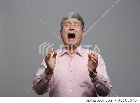 東方男性老年人的面部表情 38566670