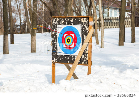 Target archery and arrows after the shoot 38566824