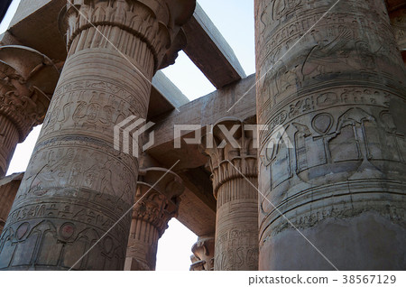 Carved pillars of the Temple of Kom Ombo Carved pillars of the Temple of Kom Ombo 38567129
