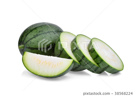 young small watermelon with slices isolated  38568224