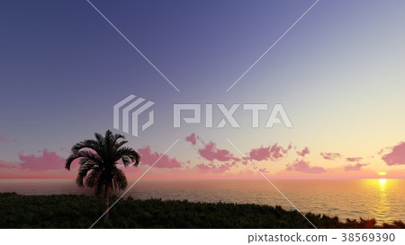 Nice sunset 3D render Nice sunset 3D render 38569390