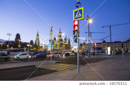 St. Basil Cathedral (at Night) in Moscow, Russia 38570311
