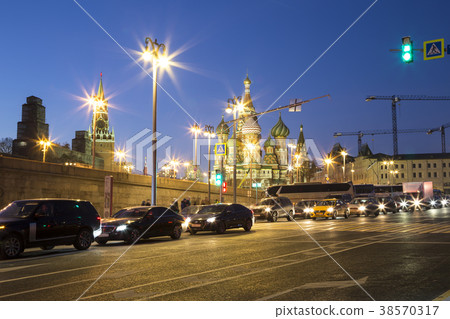 St. Basil Cathedral (at Night) in Moscow, Russia 38570317