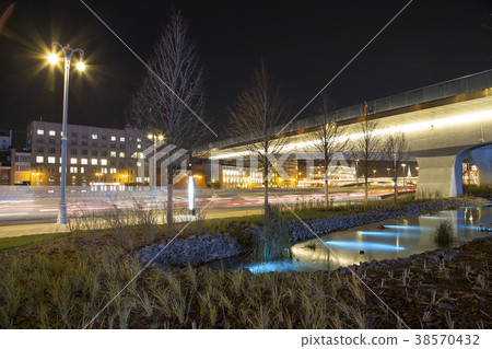 Floating bridge of Zaryadye park Moscow, Russia 38570432