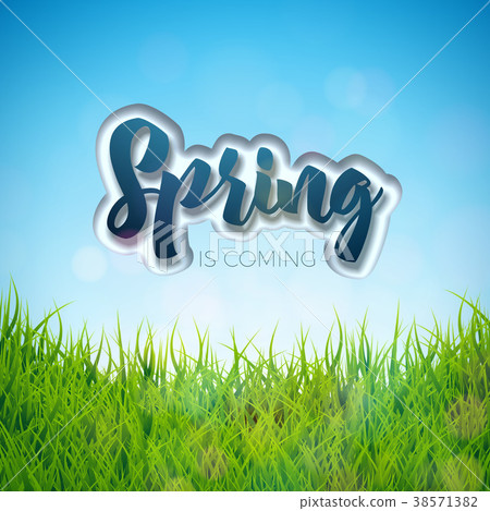 Spring design with nature landscapeon background-插圖素材 [38571382] - PIXTA圖庫