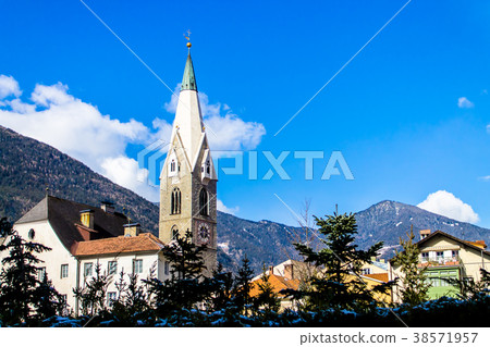 Downtown of Bressanone with the White Tower, Italy 38571957