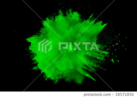 abstract green dust explosion on black background abstract green dust explosion on black background 38572850