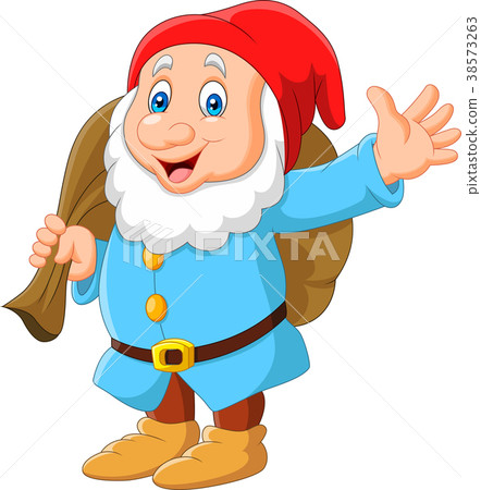 Cartoon happy dwarf carrying sack Cartoon happy dwarf carrying sack 38573263
