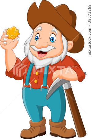 Cartoon gold prospector isolated on white backgrou 38573268