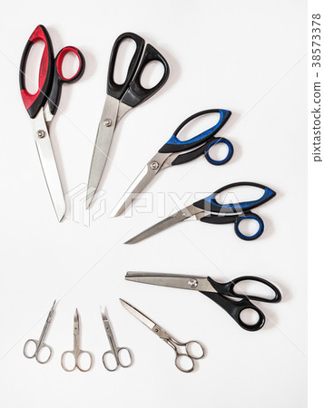 top view of semicircle from scissors on white 38573378