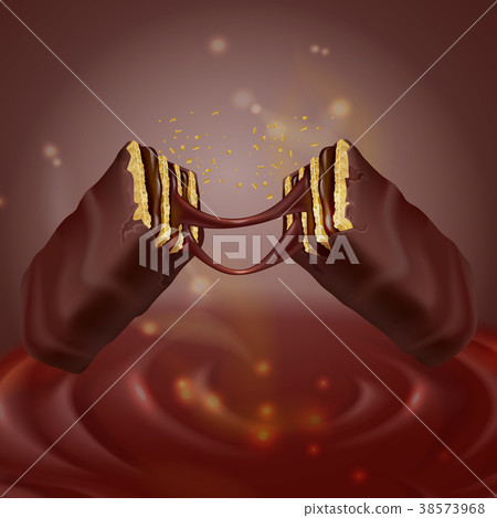 Vector 3d realistic crispy waffle with chocolate Vector 3d realistic crispy waffle with chocolate 38573968