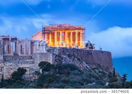 Acropolis Hill and Parthenon in Athens, Greece 38574608