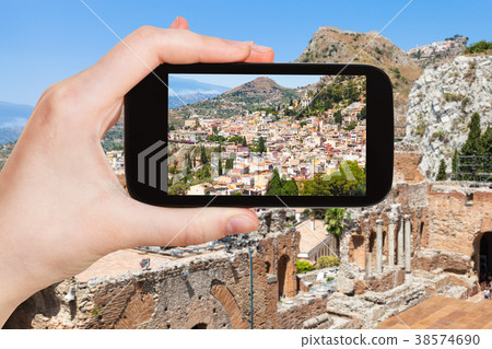 tourist photographs Taormina city in Italy tourist photographs Taormina city in Italy 38574690