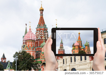 tourist photographs St Basil Cathedral in Moscow tourist photographs St Basil Cathedral in Moscow 38575017