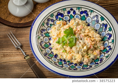 Traditional Russian vegetable salad. 38575223