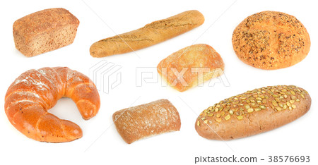 Bread baked isolated on white background. 38576693