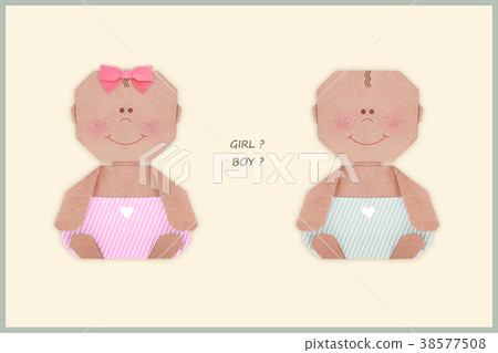 Baby girl or boy in nappy origami 38577508