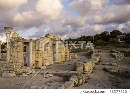 Ancient Greek basilica and marble columns in Ancient Greek basilica and marble columns in 38577810