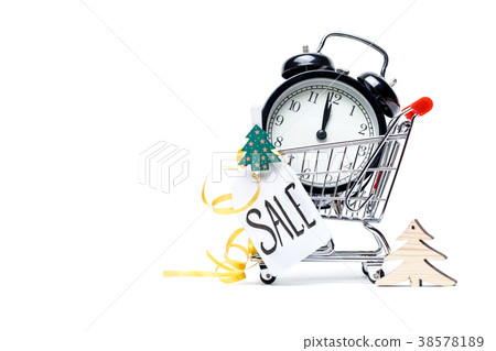 Picture of trolley with gold alarm clock 38578189