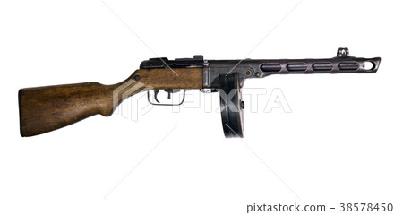vintage submachine gun on white background vintage submachine gun on white background 38578450