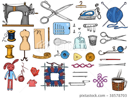 Set of sewing tools and materials or elements for 38578703
