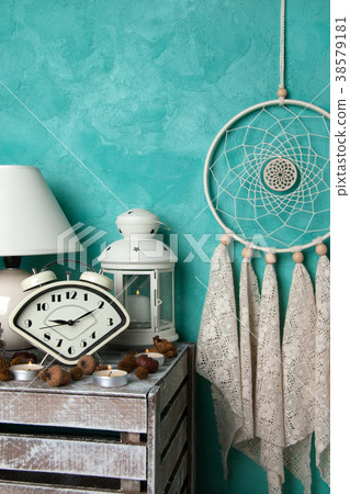 Bedroom decor on aquamarine 38579181