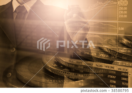 Business man on stock market financial trade Business man on stock market financial trade 38580795