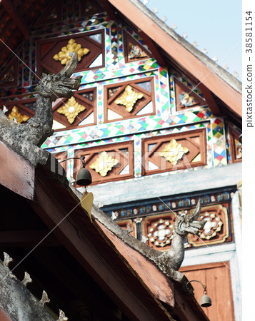 Decorative elements detail of THAI historic temple Decorative elements detail of THAI historic temple 38581154